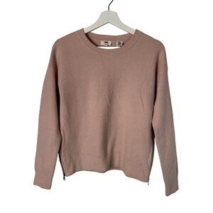 Levi's Sweater Womens‎ XS Pink Blush Crewneck Side Zip Knit Pullover Balletcore